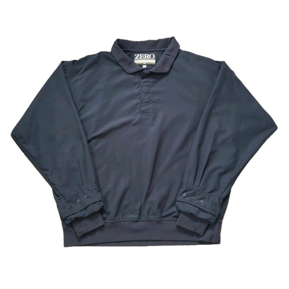 Vintage Zero Restriction Sz Large USA Made Mens Black Lightweight Pullover Golf